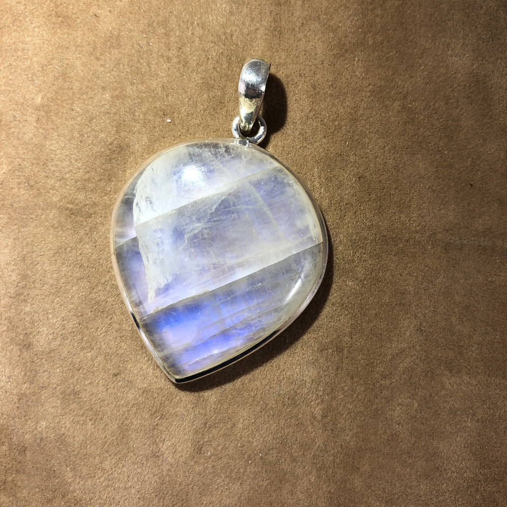 Huge Rainbow Moonstone Inverted Tear Drop Pendant